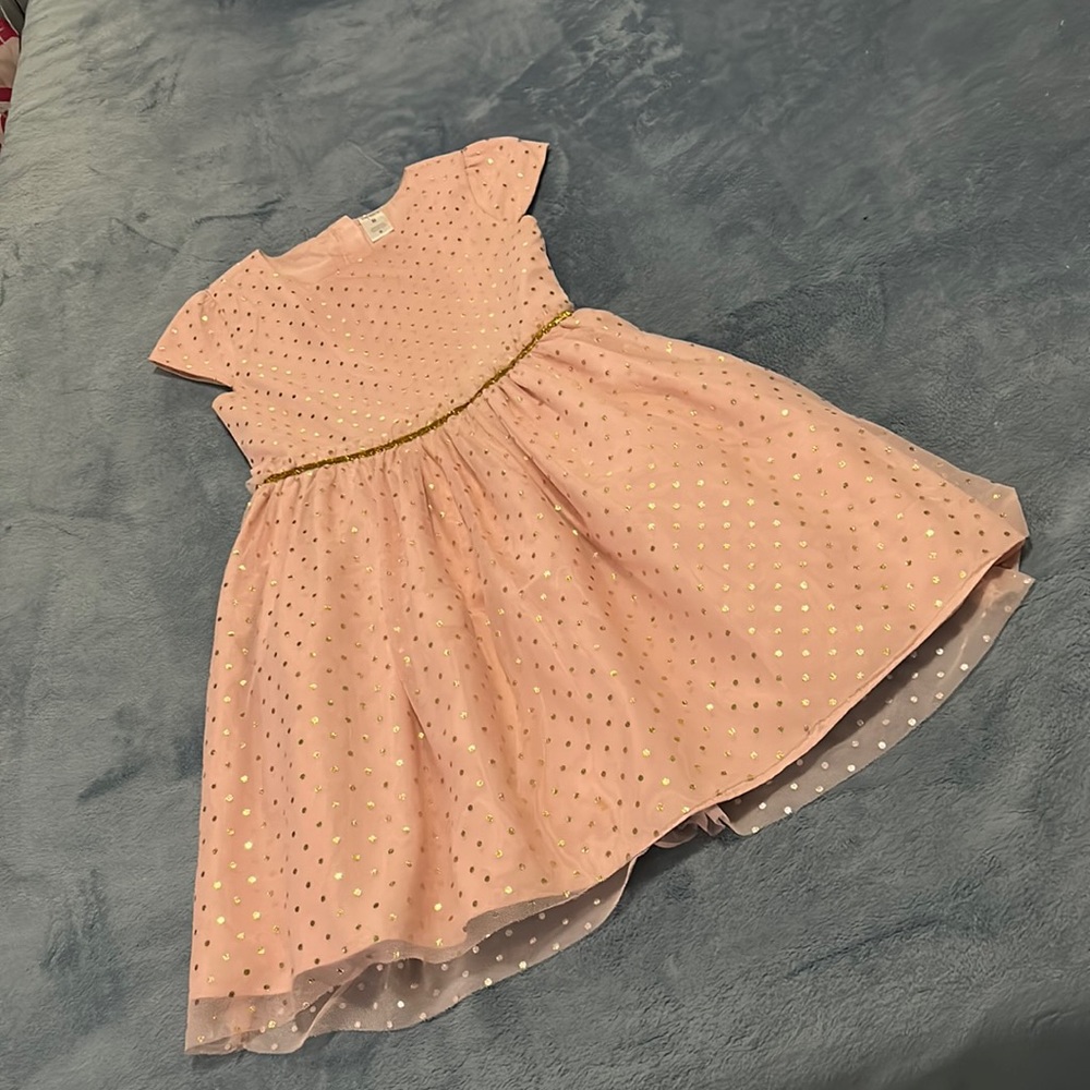 Girls dress size 8 from Carters rose pink with gold polka dots